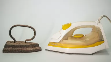 white and blue clothes travel iron Travel Iron